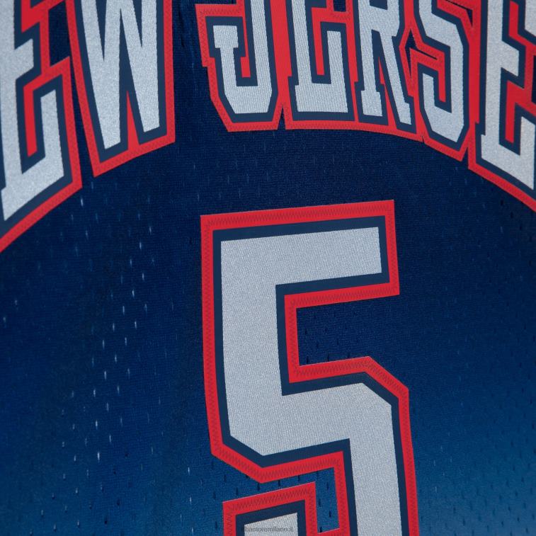 NBA 00F2L2095 new jersey nets jason kid d grigio/blu hardwood classics fadeaway swingman player jersey