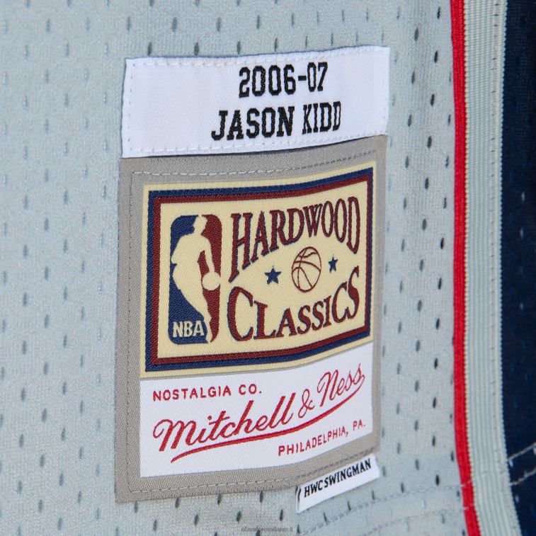 NBA 00F2L2095 new jersey nets jason kid d grigio/blu hardwood classics fadeaway swingman player jersey