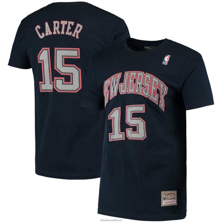 NBA 00F2L2197 new jersey nets vince carter mitchell & ness navy hardwood classics punto nome e numero t-shirt