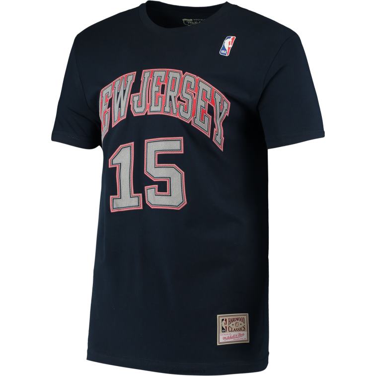 NBA 00F2L2197 new jersey nets vince carter mitchell & ness navy hardwood classics punto nome e numero t-shirt