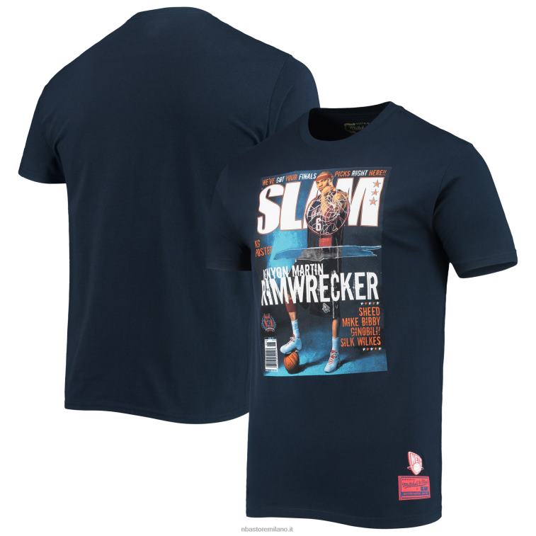 NBA 00F2L2752 t-shirt del giocatore di slam blu navy delle reti del nuovo jersey kenyon martin mitchell & ness