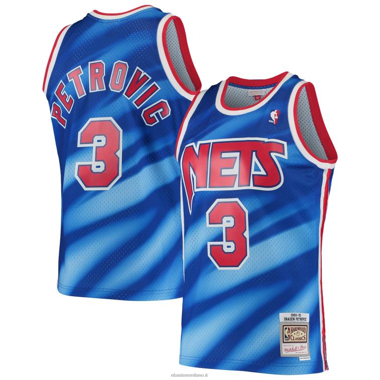 NBA 00F2L2893 new jersey nets drazen petrovic mitchell & ness blue 1990-91 hardwood classics swingman jersey