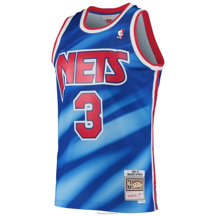 NBA 00F2L2893 new jersey nets drazen petrovic mitchell & ness blue 1990-91 hardwood classics swingman jersey