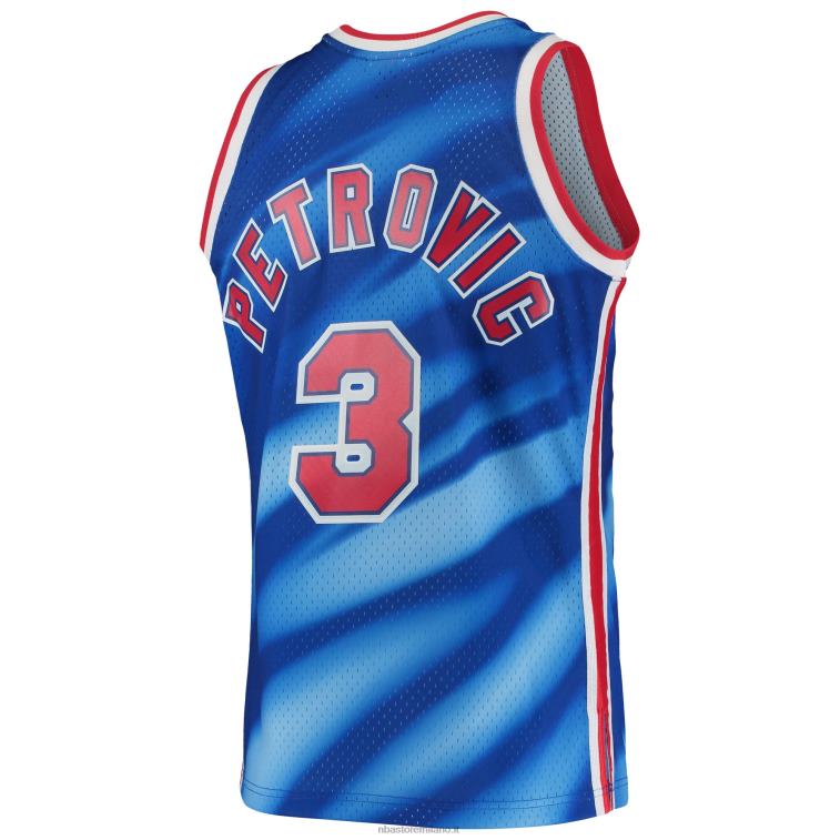 NBA 00F2L2893 new jersey nets drazen petrovic mitchell & ness blue 1990-91 hardwood classics swingman jersey