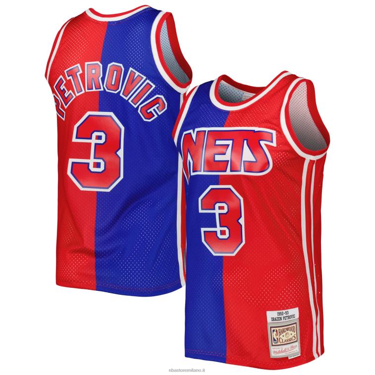 NBA 00F2L4622 new jersey nets drazen petrovic blue/red hardwood classics 199split swingman jersey