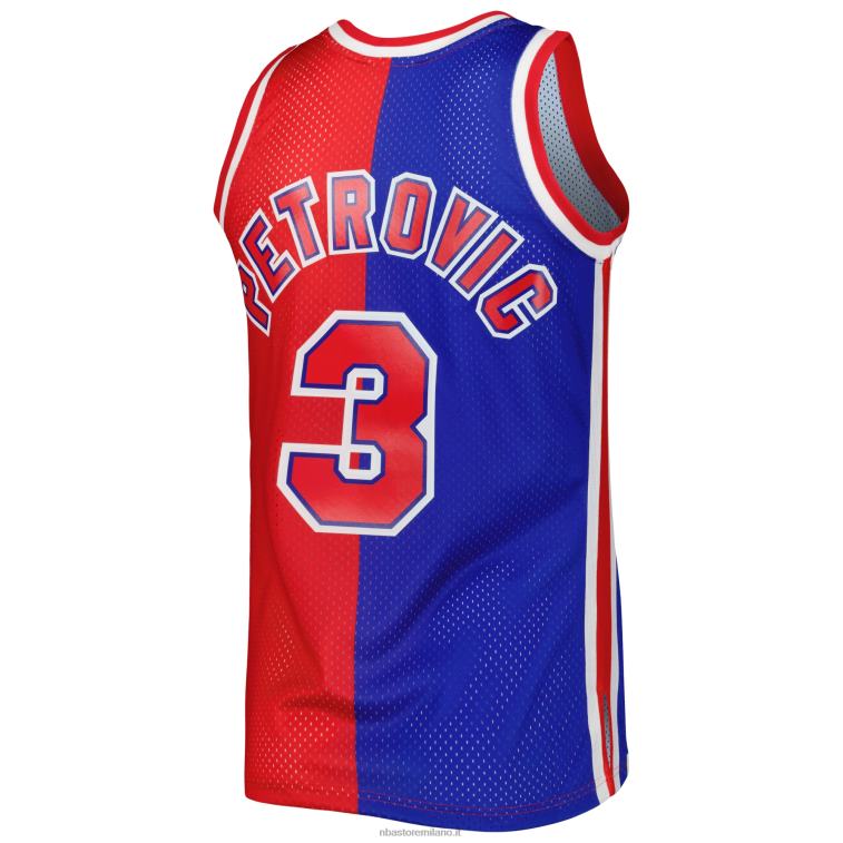 NBA 00F2L4622 new jersey nets drazen petrovic blue/red hardwood classics 199split swingman jersey