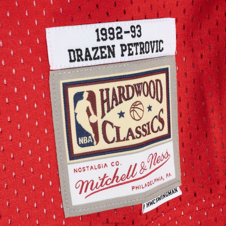 NBA 00F2L4622 new jersey nets drazen petrovic blue/red hardwood classics 199split swingman jersey