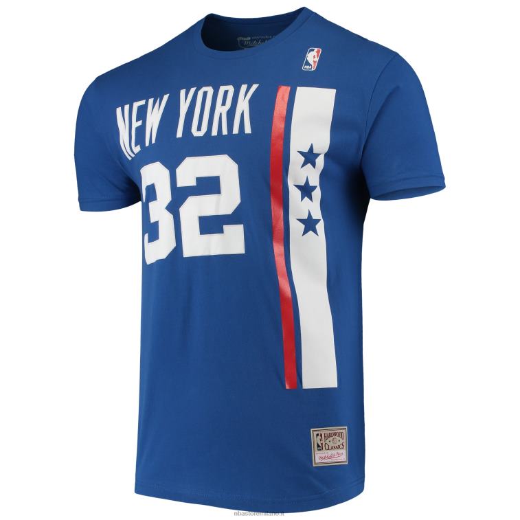 NBA 00F2L4646 new york nets julius erving mitchell & ness blue hardwood classics punto nome e numero t-shirt
