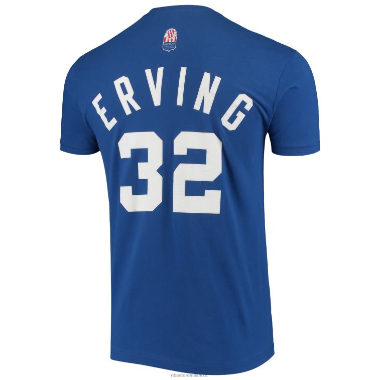 NBA 00F2L4646 new york nets julius erving mitchell & ness blue hardwood classics punto nome e numero t-shirt