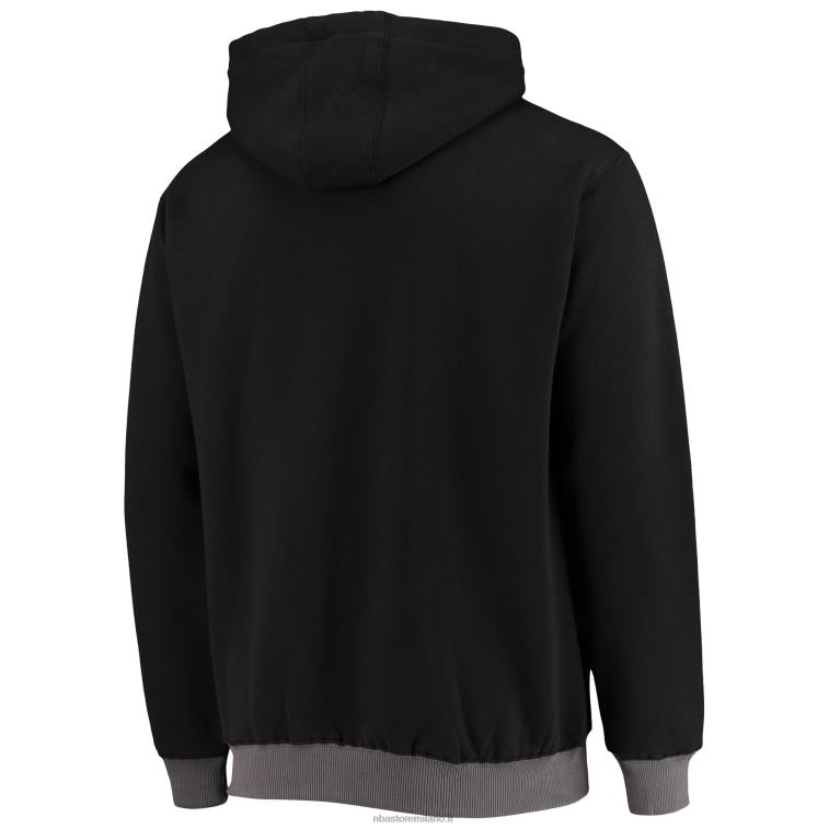 NBA 00F2L5738 New Jersey Nets Felpa con cappuccio pullover con marchio oversize tono su tono nero/grigio
