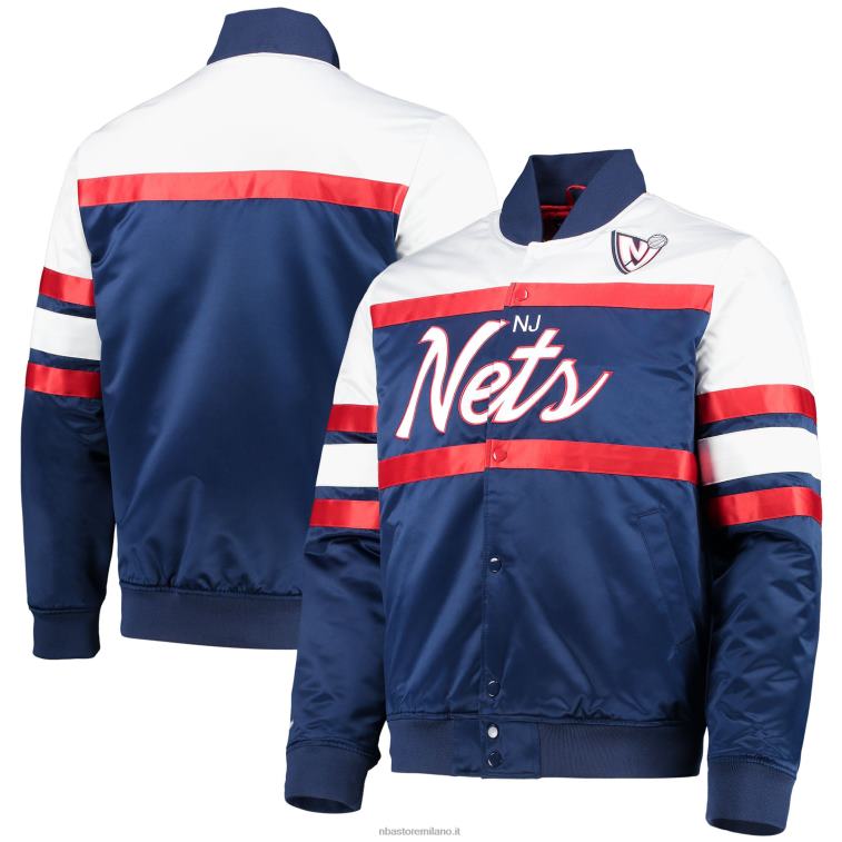 NBA 00F2L7361 new jersey nets mitchell & ness navy hardwood classics giacca full-snap satinata con script