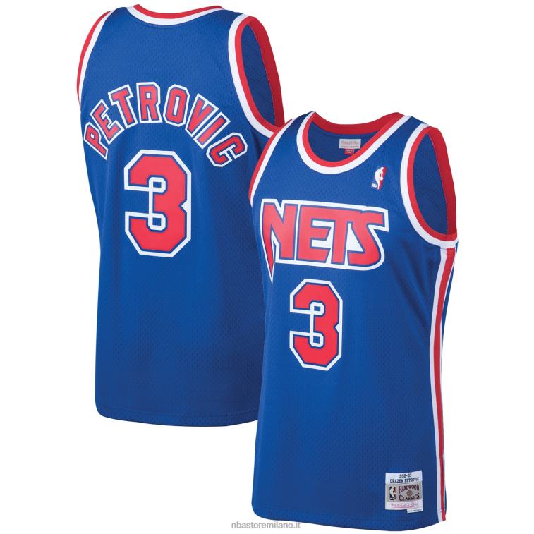 NBA 00F2L7751 new jersey nets drazen petrovic maglia swingman mitchell & ness royal 199hardwood classics
