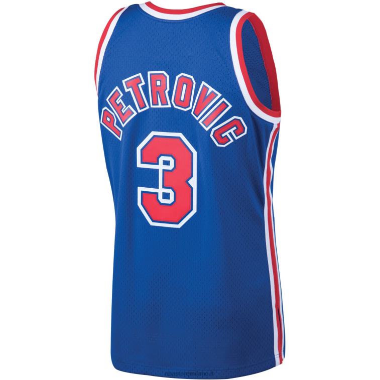 NBA 00F2L7751 new jersey nets drazen petrovic maglia swingman mitchell & ness royal 199hardwood classics