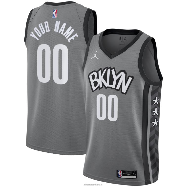 NBA 00F2L5876 brooklyn nets jordan marca maglia grigia swingman personalizzata