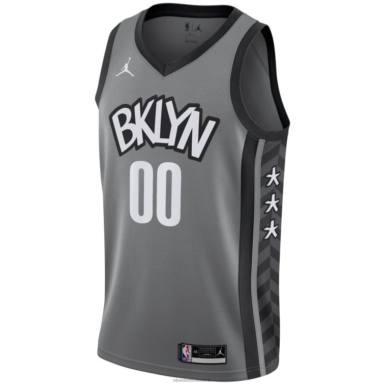 NBA 00F2L5876 brooklyn nets jordan marca maglia grigia swingman personalizzata