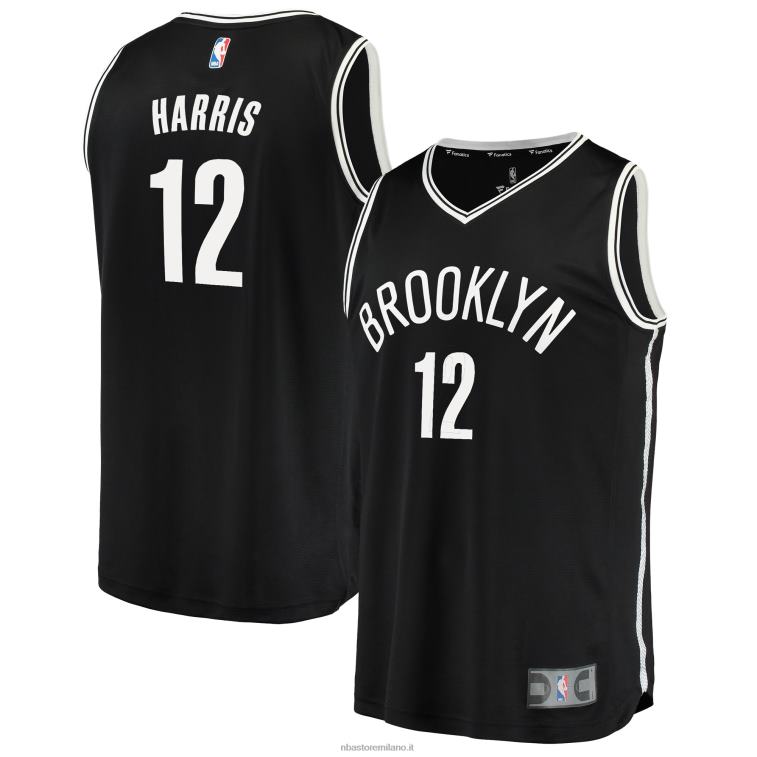 NBA 00F2L8035 brooklyn nets joe harris maglia nera replica giocatore fast break