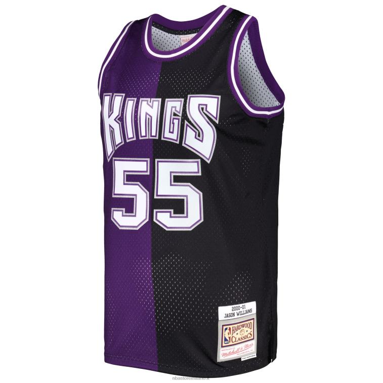NBA 00F2L1468 sacramento kings jason williams mitchell & ness maglia swingman divisa in legno duro viola/nero classici