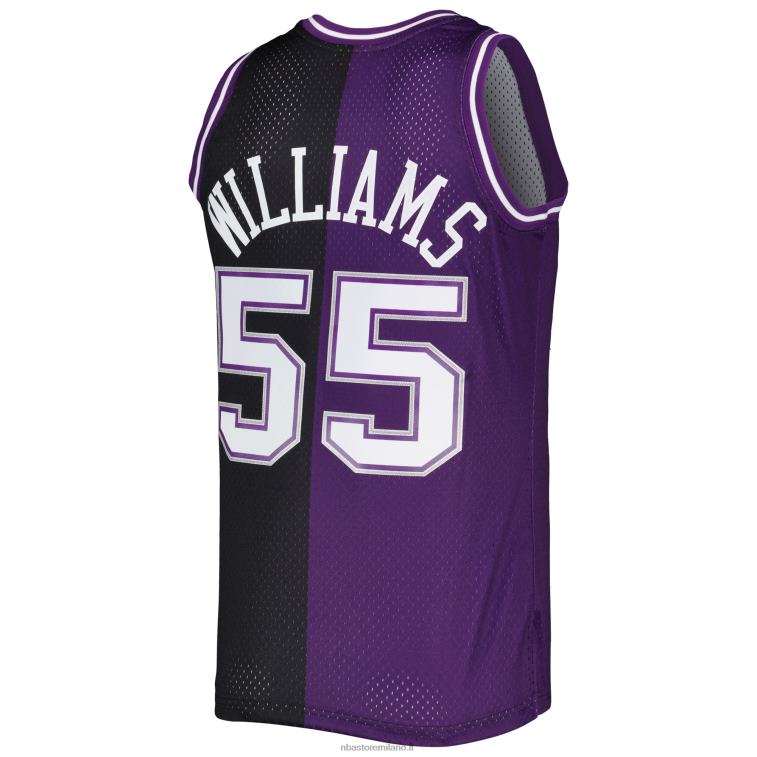 NBA 00F2L1468 sacramento kings jason williams mitchell & ness maglia swingman divisa in legno duro viola/nero classici