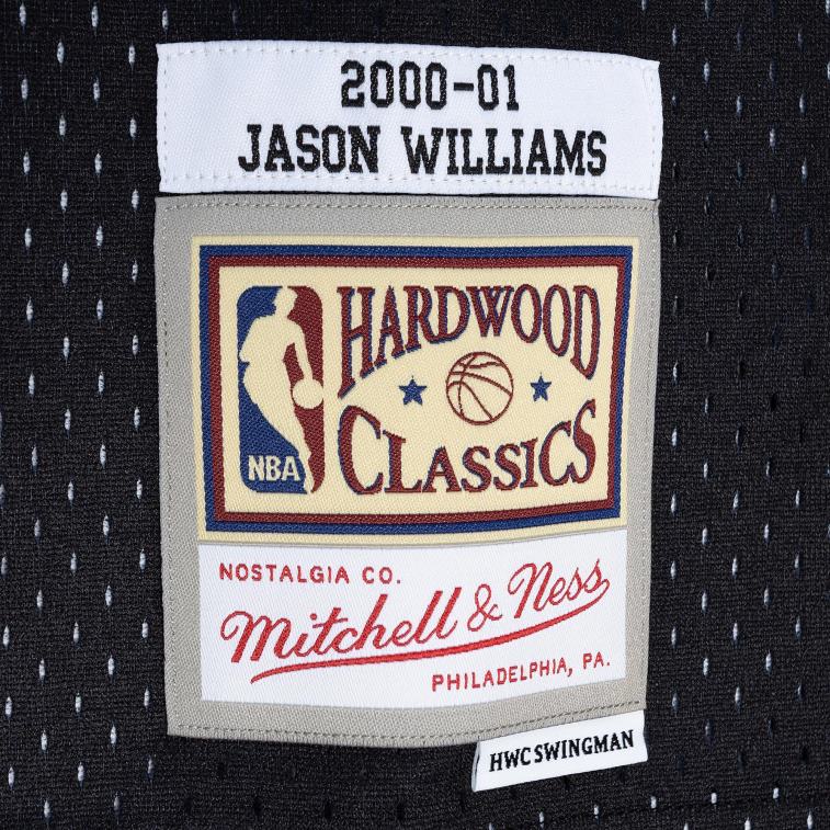 NBA 00F2L1468 sacramento kings jason williams mitchell & ness maglia swingman divisa in legno duro viola/nero classici