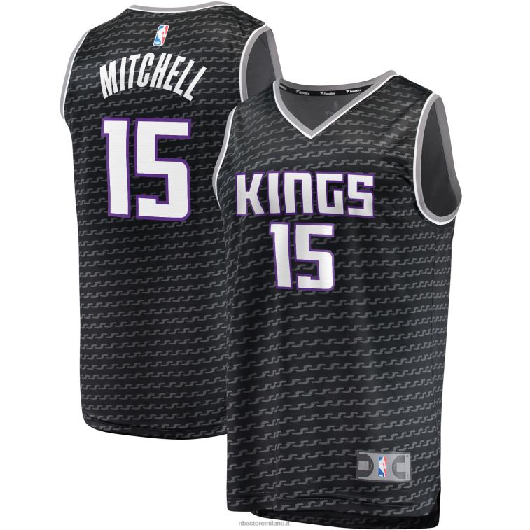 NBA 00F2L1690 sacramento kings davion mitchell maglia replica fast break nera