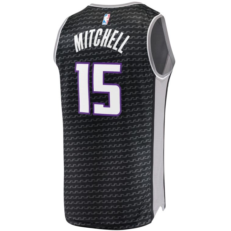 NBA 00F2L1690 sacramento kings davion mitchell maglia replica fast break nera