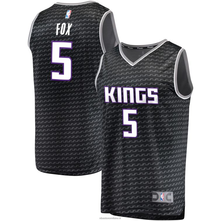NBA 00F2L3184 sacramento kings de'aaron fox replica maglia nera fast break