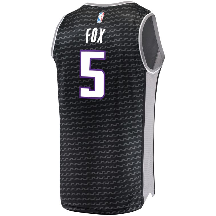 NBA 00F2L3184 sacramento kings de\'aaron fox replica maglia nera fast break