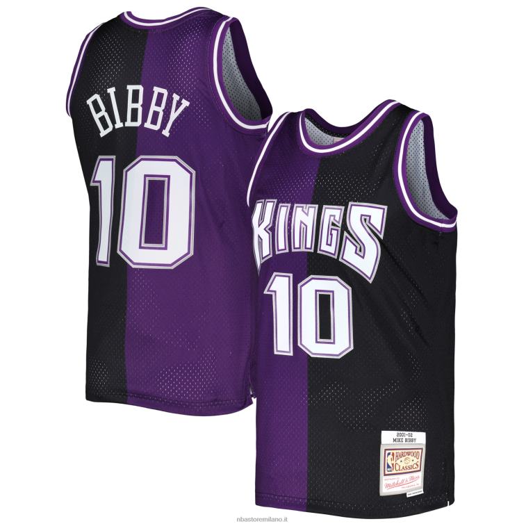 NBA 00F2L3204 sacramento kings mike bibby mitchell & ness maglia swingman divisa in legno duro viola/nero classici
