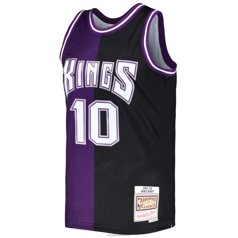 NBA 00F2L3204 sacramento kings mike bibby mitchell & ness maglia swingman divisa in legno duro viola/nero classici