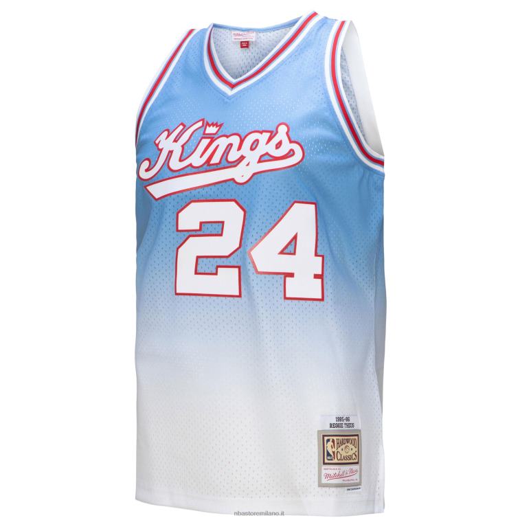 NBA 00F2L4193 sacramento kings reggie theus bianco/azzurro hardwood classici fadeaway swingman giocatore jersey