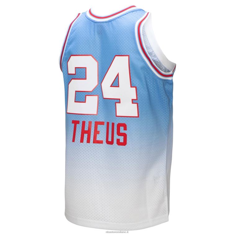 NBA 00F2L4193 sacramento kings reggie theus bianco/azzurro hardwood classici fadeaway swingman giocatore jersey