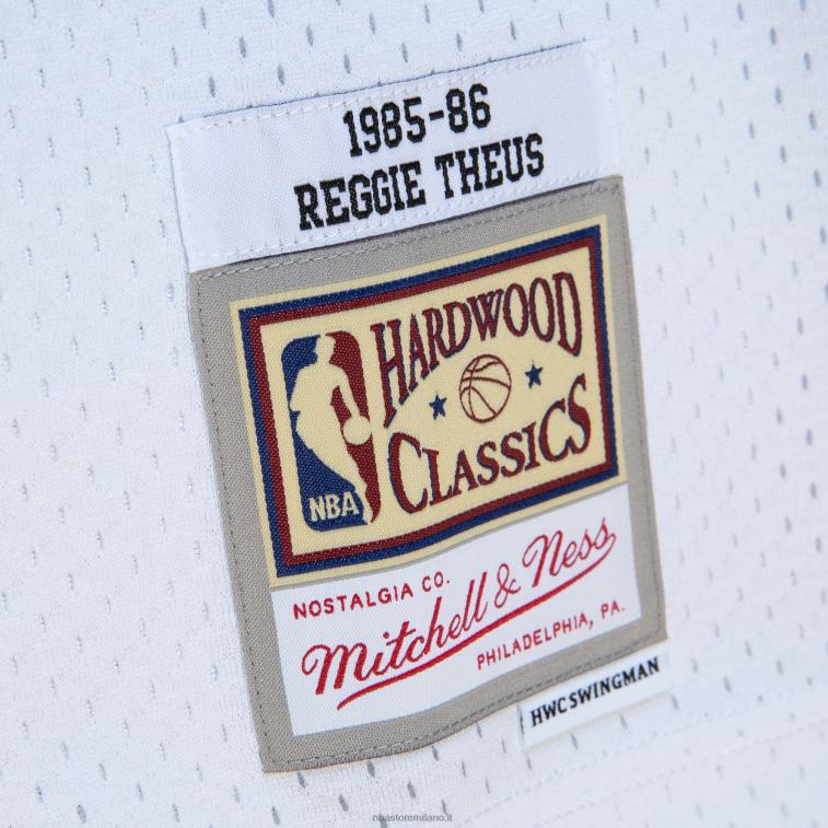 NBA 00F2L4193 sacramento kings reggie theus bianco/azzurro hardwood classici fadeaway swingman giocatore jersey
