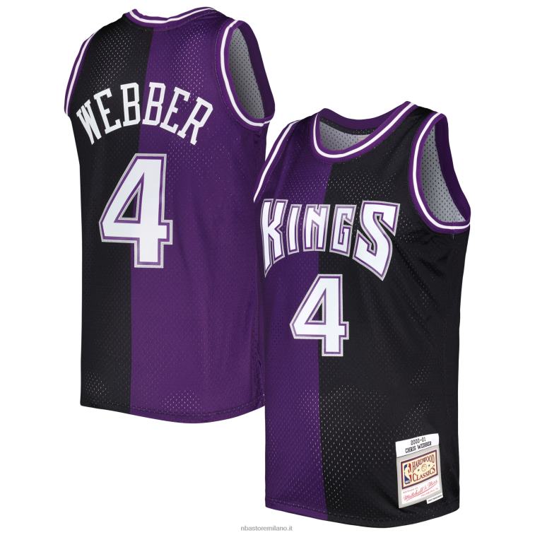 NBA 00F2L531 sacramento kings chris webber mitchell & ness maglia swingman divisa in legno duro viola/nero classici