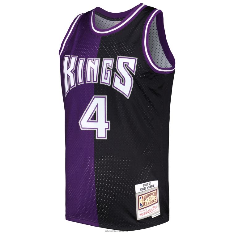 NBA 00F2L531 sacramento kings chris webber mitchell & ness maglia swingman divisa in legno duro viola/nero classici