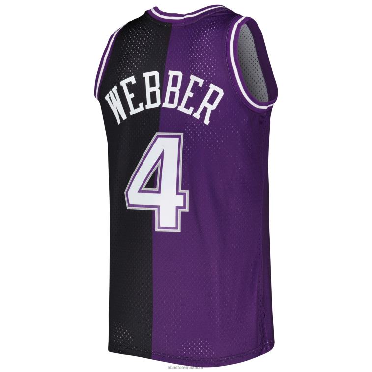 NBA 00F2L531 sacramento kings chris webber mitchell & ness maglia swingman divisa in legno duro viola/nero classici