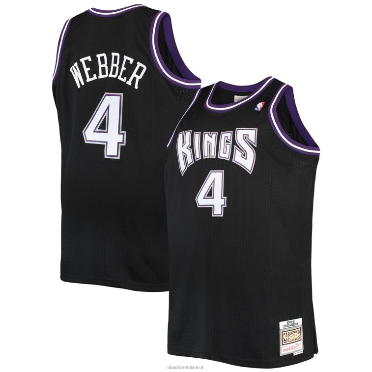 NBA 00F2L5721 sacramento kings chris webber mitchell & ness black big & tall hardwood classici maglia swingman
