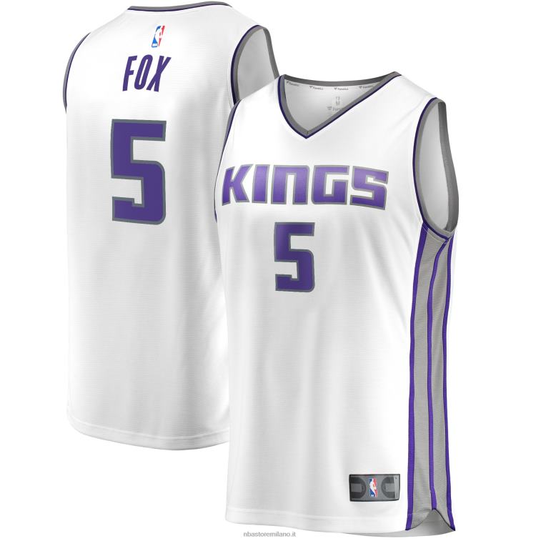 NBA 00F2L7457 sacramento kings de\'aaron fox maglia replica giocatore bianco contropiede