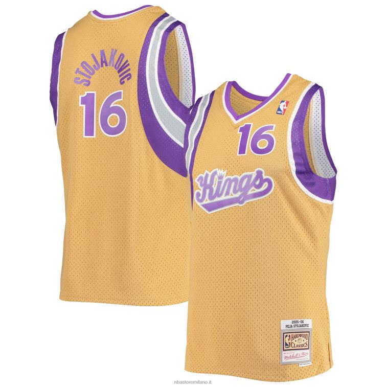 NBA 00F2L7838 sacramento kings peja stojakovic maglia swingman mitchell & ness gold hardwood classics