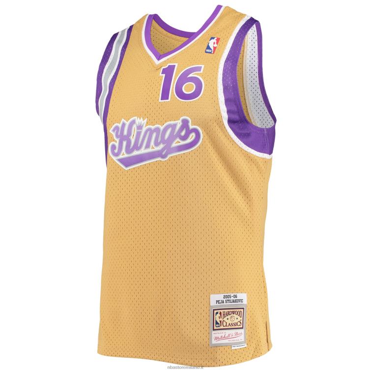 NBA 00F2L7838 sacramento kings peja stojakovic maglia swingman mitchell & ness gold hardwood classics