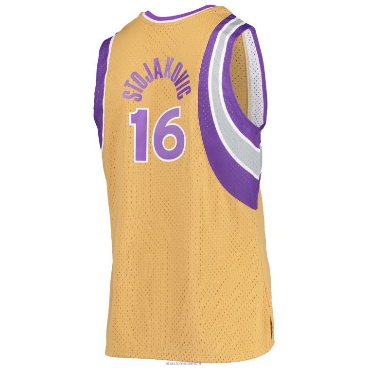 NBA 00F2L7838 sacramento kings peja stojakovic maglia swingman mitchell & ness gold hardwood classics