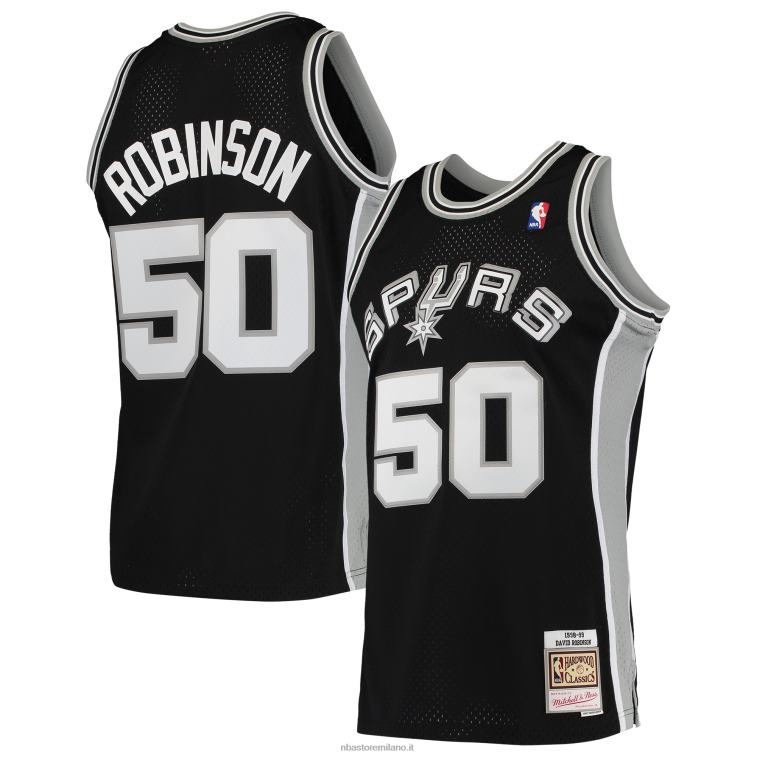 NBA 00F2L1052 san antonio spurs david robinson mitchell & ness black hardwood classics maglia swingman