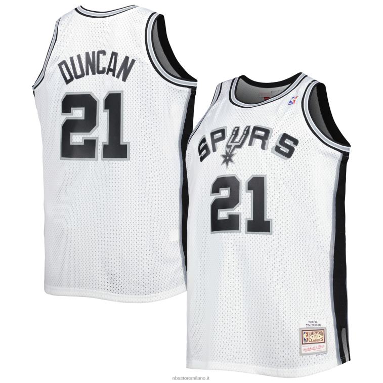 NBA 00F2L1114 san antonio spurs tim duncan mitchell & ness bianco big & tall hardwood classici maglia swingman