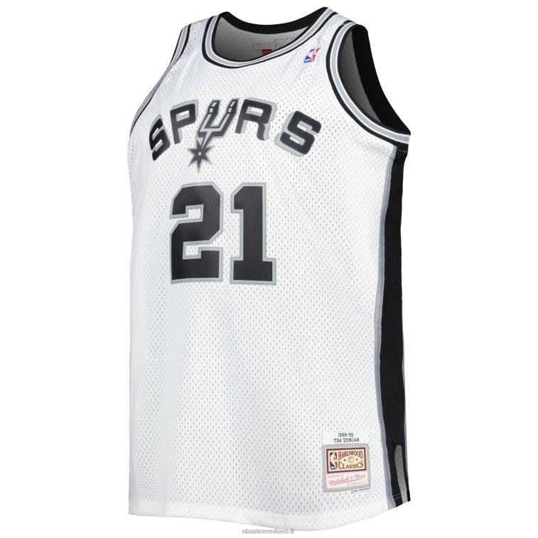 NBA 00F2L1114 san antonio spurs tim duncan mitchell & ness bianco big & tall hardwood classici maglia swingman