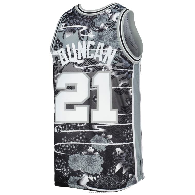 NBA 00F2L1375 san antonio spurs tim duncan mitchell & ness silver hardwood classics maglia swingman capodanno lunare