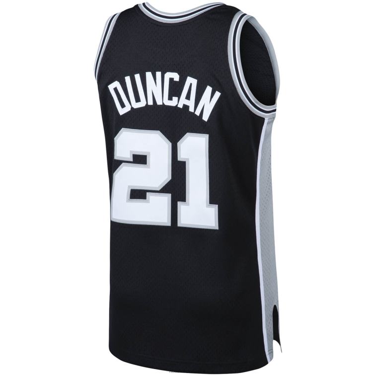 NBA 00F2L1744 san antonio spurs tim duncan mitchell & ness maglia nera big & tall hardwood classics