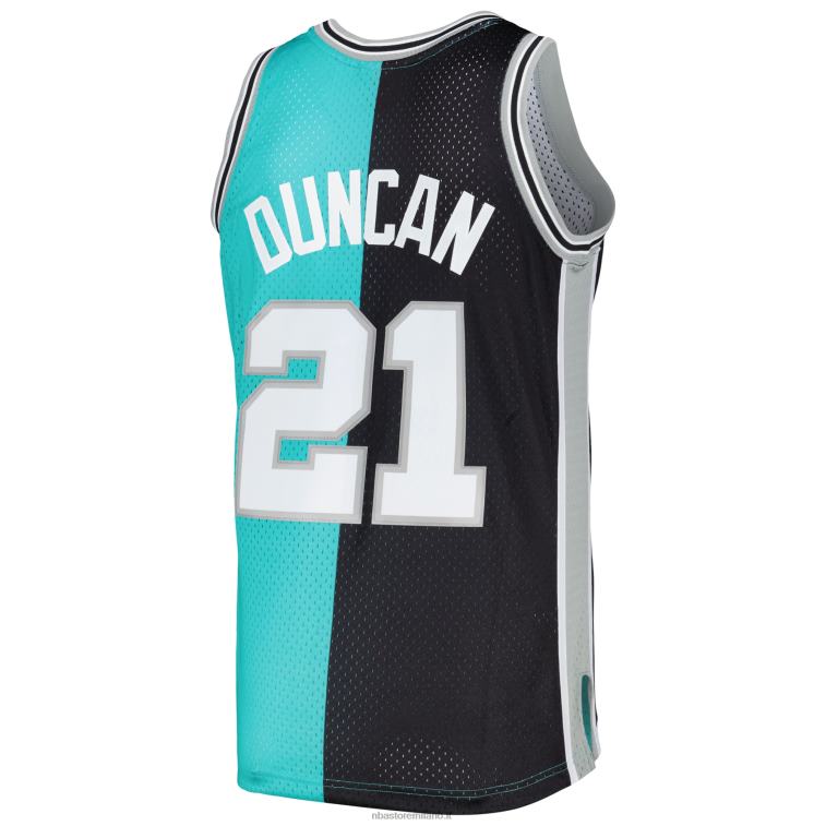 NBA 00F2L2215 san antonio spurs tim duncan mitchell & ness black/teal hardwood classics split swingman jersey
