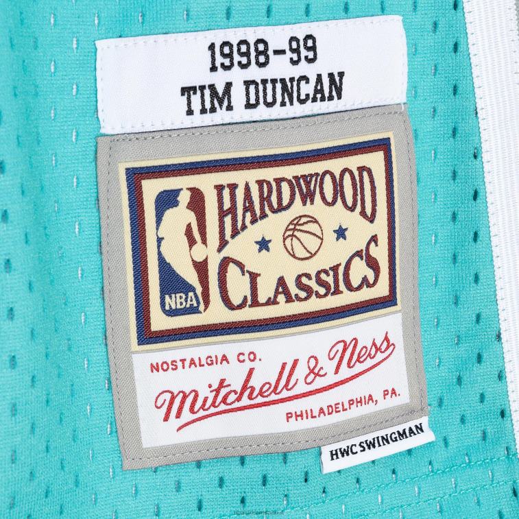 NBA 00F2L2215 san antonio spurs tim duncan mitchell & ness black/teal hardwood classics split swingman jersey