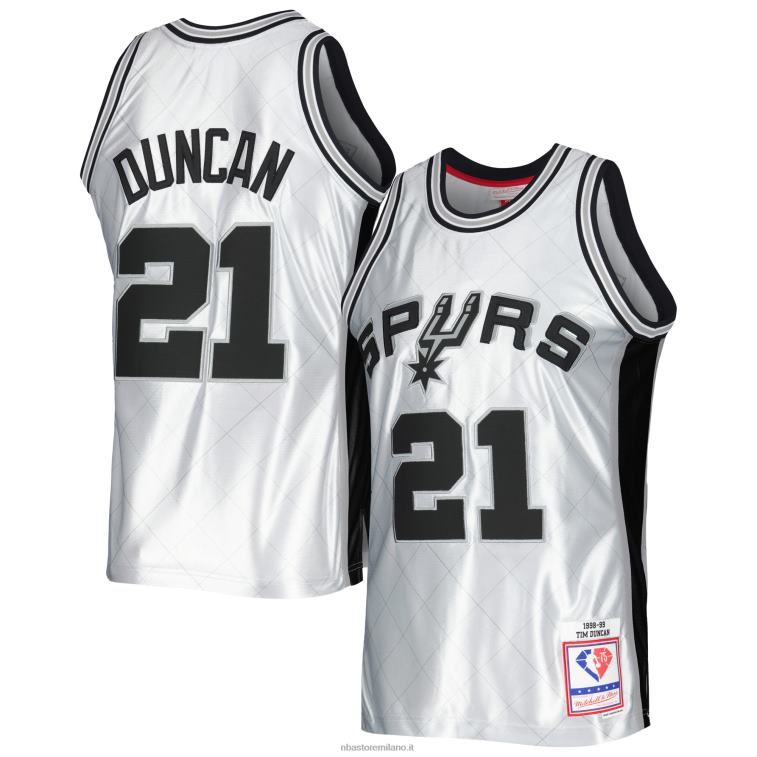 NBA 00F2L2728 san antonio spurs tim duncan platinum hardwood classics maglia swingman 75° anniversario