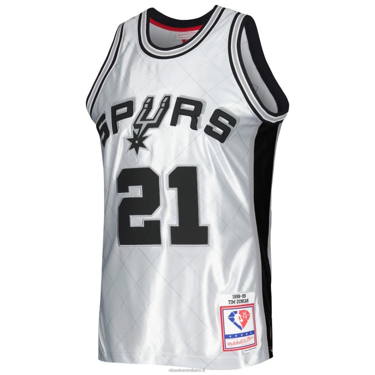 NBA 00F2L2728 san antonio spurs tim duncan platinum hardwood classics maglia swingman 75° anniversario
