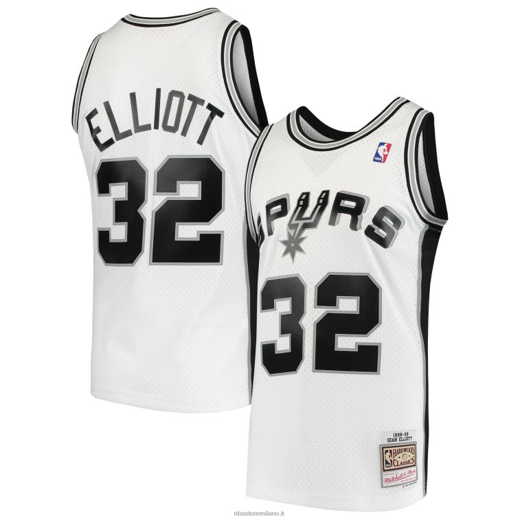 NBA 00F2L2762 san antonio spurs sean elliott mitchell & ness bianco legno duro classici maglia swingman